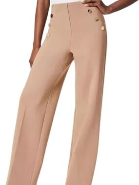 Women Tummy Control Button Wide Leg Pant
